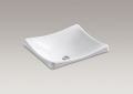 Kohler® 2833-0 Wading Pool® DemiLav® Vessel Bathroom Sink, Sloped Rectangular Shape, 16-1/2 in W x 15-5/8 in D x 7 in H, Above-Counter Mount, Enameled Cast Iron, White