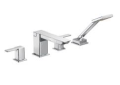 Moen® TS904 90 Degree™ Roman Tub Faucet, 2 gpm Flow Rate, 10 to 16 in Center, Polished Chrome, 2 Handles, Function: Traditional, Domestic