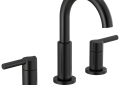DELTA® 35749LF-BL Nicoli™ Widespread Bathroom Faucet, 1.2 gpm Flow Rate, 5-13/16 in H Spout, 6 to 16 in Center, Matte Black, 2 Handles, Pop-Up Drain, Import