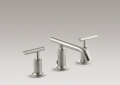 Kohler® 14410-4-BN Purist® Widespread Bathroom Sink Faucet, 1.2 gpm Flow Rate, 2-3/8 in H Spout, 8 to 16 in Center, Vibrant® Brushed Nickel, 2 Handles, Pop-Up Drain