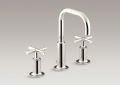 Kohler® 14406-3-SN Purist® Widespread Bathroom Sink Faucet, 1.2 gpm Flow Rate, 5-13/16 in H Spout, 8 to 16 in Center, Vibrant Polished Nickel, 2 Handles, Pop-Up Drain
