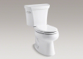 Kohler® 3998-0 2-Piece Toilet, Wellworth®, Elongated Bowl, 14-1/2 in H Rim, 12 in Rough-In, 1.28 gpf, White
