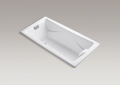 Kohler® 863-0 Tea-for-Two® Bathtub, Soaking, Rectangular Shape, 71-3/4 in L x 36 in W, End Drain, White