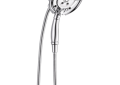 DELTA® 58471-PK In2ition® 2-in-1 Shower, 6-1/8 in Dia 4-Function Shower Head, 2.5 gpm Flow Rate, 60 in L Hose, 1/2 in Connection, Polished Chrome, Import