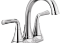 DELTA® 2533LF-MPU Kayra™ Centerset Bathroom Faucet, Polished Chrome, 2 Handles, Metal Push Pop-Up Drain, 1.2 gpm at 60 psi Flow Rate