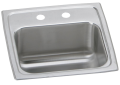 Elkay® BCR152 Celebrity Bar Sink, Brushed Satin, Squared Shape, 12 in L x 10 in W Bowl x 6 in D Bowl, 2 Faucet Holes, 15 in L x 15 in W x 6-1/8 in H, Drop-In Mounting, Stainless Steel