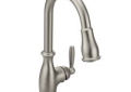 Moen® 7185CSL Brantford™ Kitchen Faucet, 1.5 gpm Flow Rate, Classic Stainless Steel, 1 Handles, 1/3 Faucet Holes, Function: Traditional
