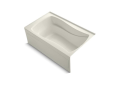 Kohler® 1242-RA-96 Mariposa® Bathtub With Integral Apron and Integral Flange, Soaking Hydrotherapy, Rectangle Shape, 60 in L x 36 in W, Right Drain, Biscuit