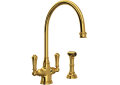 Rohl U.4710-ULB Georgian Era Single Hole Kitchen Faucet with Sidespray - Unlacquered Brass