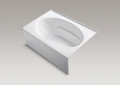 Kohler® 1113-RA-0 Bathtub With Integral Apron and Integral Flange, Windward®, Soaking Hydrotherapy, Oval, 60 in L x 42 in W, Right Drain, White