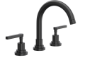 Rohl A2228LMMB-2 Lombardia C-Spout Widespread Bathroom Faucet - Matte Black with Metal Lever Handle