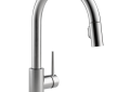 DELTA® 9159-AR-DST Trinsic® Kitchen Faucet, 1.8 gpm Flow Rate, Arctic™ Stainless Steel, 1 Handles, 1/3 Faucet Holes, Function: Traditional, Commercial