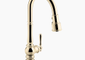 Kohler(R) K-99259-AF Artifacts(R) Pull-Down Kitchen Sink Faucet with Three-Function Sprayhead - Vibrant French Gold