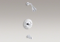 Kohler T130-3D-CP Rite-Temp(R) Pressure-Balancing Bath and Shower Faucet Trim, Six-Prong Handle