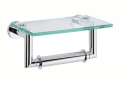 Ginger 4627-PC Kubic Toilet Paper Holder with Glass Shelf - Polished Chrome