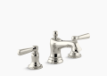 Kohler® 10577-4-SN Widespread Bathroom Sink Faucet, Bancroft®, 1.2 gpm Flow Rate, 2-9/16 in H Spout, 8 to 16 in Center, Vibrant Polished Nickel, 2 Handles, Pop-Up Drain