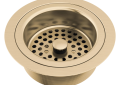 Brizo® 69052-GL Kitchen Sink Flange with Strainer, 4-1/2 in Nominal, 4-1/2 in OAL, Tailpiece Connection, Solid Brass, Luxe Gold, Import