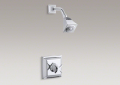Kohler T462-3S-CP Rite-Temp(R) Pressure-Balancing Shower Faucet, Stately Design and Cross Handle