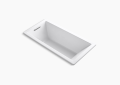 Kohler® 1821-0 Underscore® Bathtub, Soaking, Rectangular Shape, 66 in L x 32 in W, End Drain, White