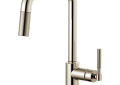 Brizo® SMARTTOUCH® 64053LF-PN Litze™ Pull-Down Kitchen Faucet, 1.8 gpm Flow Rate, Polished Nickel, 1 Handles, 1 Faucet Holes, Function: Traditional, Domestic