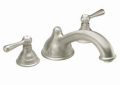 Moen® T910BN Roman Tub Faucet, Kingsley®, 10 to 16 in Center, Brushed Nickel, 2 Handles, Function: Traditional, Domestic