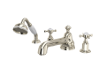 ROHL U.3738X-PN Edwardian 4-Hole Deck Mount Low Level Spout Tub Filler with Handshower - Polished Nickel