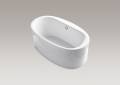 Kohler® 6368-0 Sunstruck® Bathtub With Straight Shroud, Soaking Hydrotherapy, Oval Shape, 65-1/2 in L x 36 in W, Center Drain, White