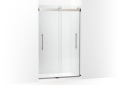 Kohler® 702421-L-BNK 702421-L Levity® Plus Sliding Door, Frameless Frame, Crystal Clear Tempered Glass, Anodized Brushed Nickel, 5/16 in THK Glass, 71-9/16 in H Opening, 44-5/8 to 47-5/8 in W Opening