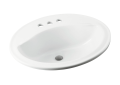 Sterling® 442004-0 Self-Rimming Bathroom Sink With Overflow, Sanibel®, Oval Shape, 4 in Faucet Hole Spacing, 20 in L x 17 in W x 8 in H, Drop-In Mount, Vitreous China, White