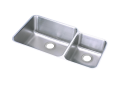 Elkay® ELUH3520R Lustertone™ Classic Offset Kitchen Sink, Rectangle Shape, 20 in Left, 11-1/2 in Right L x 18 in Left, 16 in Right W Bowl x 9-7/8 in Left, 7-7/8 in Right D Bowl, 35-1/4 in L x 20-1/2 in W x 9-7/8 in H, Undermount Mounting
