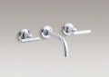 Kohler T14412-4-CP Two-Handle Wall-Mount Lavatory Faucet Trim, 6" Spout, Lever Handles
