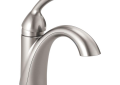 DELTA® 15999-SS-DST Haywood™ Centerset Lavatory Faucet, 1.2 gpm Flow Rate, 6-1/4 in H Spout, 1 Handles, Pop-Up Drain, 1 Faucet Holes, Brilliance® Stainless Steel, Function: Traditional
