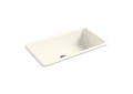 Kohler® 5707-96 Kitchen Sink, Rectangular Shape, 33 in W x 18-3/4 in D x 9-5/8 in H, Top/Undermount Mounting, Enameled Cast Iron, Biscuit