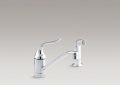 Kohler 15176-P-CP Single-Control Kitchen Sink Faucet, 8-1/2" Spout, Color-Matched Sprayhead and Lever Handle