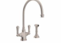Rohl® U.4710STN-2 Perrin & Rowe® Kitchen Mixer, 1.8 gpm Flow Rate, C Spout, Satin Nickel, 2 Handles