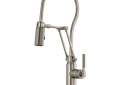 Brizo® 63143LF-SS Litze® Articulating Kitchen Faucet With Finished Hose, 1.8 gpm Flow Rate, Stainless Steel, 1 Handle, 1 Faucet Hole, Function: Traditional, Commercial