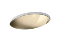 Kohler® 2602-MF Rhythm® Bathroom Sink, Oval Shape, 15-1/4 in W x 15-1/4 in D x 6-1/4 in H, Undermount Mounting, Stainless Steel, Mirror French Gold