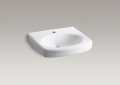Kohler® 2028-1-0 Pinoir® Bathroom Sink With Overflow Drain, Oval Shape, 22 in W x 18 in D, Wall Mounting, Vitreous China, White
