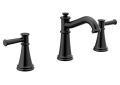 Moen® T6405BL Belfield™ High Arc Bathroom Faucet, 1.2 gpm Flow Rate, 4-1/2 in H Spout, 8 to 16 in Center, Matte Black, 2 Handles, Pop-Up Drain, Domestic