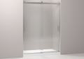 Kohler® 706013-L-NX Levity® Sliding Shower Door, Frameless Frame, Crystal Clear Tempered Glass, Brushed Nickel, 3/8 in THK Glass, 74-15/16 in H Opening, 56-5/8 to 59-5/8 in W Opening
