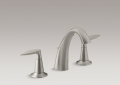 Kohler® 45102-4-BN Alteo® Widespread Bathroom Sink Faucet, 1.2 gpm Flow Rate, 4-3/4 in H Spout, 8 to 16 in Center, Vibrant® Brushed Nickel, 2 Handles, Pop-Up Drain