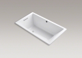 Kohler K-1173-G-0 66 inch x 36 inch Underscore Rectangle Drop-In BubbleMassage Air Bath Tub - White