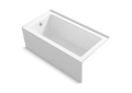 Kohler® 20202-ZZ-0 Underscore® Bathtub With Integral Apron and Integral Flange, Rectangular Shape, 60 in L x 32 in W, Left Hand Drain, White