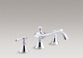 Kohler T16119-4A-CP Deck-Mount High-Flow Bath Faucet, Traditional Lever Handles