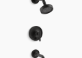 Kohler K-T14421-4-BL Purist(R) Rite-Temp(R) Bath and Shower Trim Kit with Push-Button Diverter and Lever Handle, 2.5 GPM - Matte Black