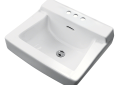 Gerber® G0012314 Plymouth® Bathroom Sink With Consealed Front Overflow, Rectangle Shape, 4 in Faucet Hole Spacing, 19 in W x 17 in D x 10-1/2 in H, Wall Mounting, Vitreous China, White, Import