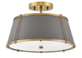 Hinkley® 4893LDB Clarke Classic Ceiling Light, (2) Lamps Lamp, 120 V, Lacquered Dark Brass Housing