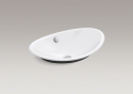 Kohler® 5403-P5-0 Iron Plains® Vessel Bathroom Sink With Overflow Drain, Oval Shape, 20-3/4 in W x 14-1/4 in D x 6-5/8 in H, Above-Counter Mount, Enameled Cast Iron, White