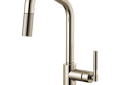 Brizo® SMARTTOUCH® 64063LF-PN Litze™ Pull-Down Kitchen Faucet, 1.8 gpm Flow Rate, Polished Nickel, 1 Handles, 1 Faucet Holes, Function: Traditional, Domestic