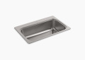 Kohler® 20060-1-NA Verse™ Kitchen Sink, Rectangular Shape, 29-7/16 in L x 15-11/16 in W Bowl x 9 in D Bowl, 1 Faucet Holes, 33 in L x 22 in W x 9-5/16 in H, Top Mounting, Stainless Steel